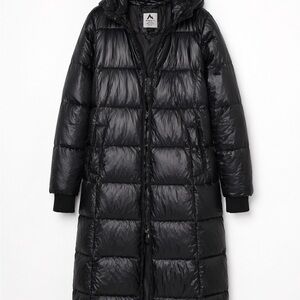 Long Black Puffer Coat with Hood